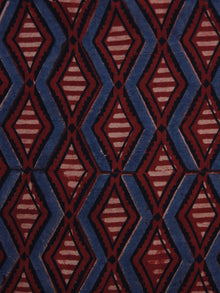 Maroon Indigo Ivory Ajrakh Hand Block Printed Cotton Blouse Fabric - BPA016