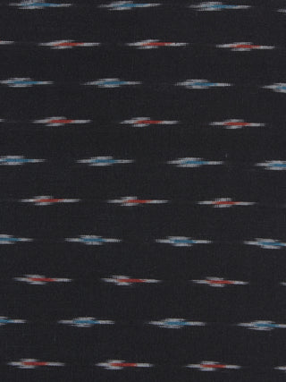 Black Blue Maroon Ivory Pochampally Hand Weaved Ikat Fabric Per Meter - F0916728