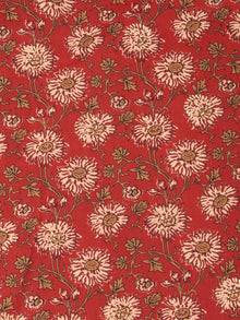 Red Beige Mustard Block Printed Cotton Fabric Per Meter - F001F2386