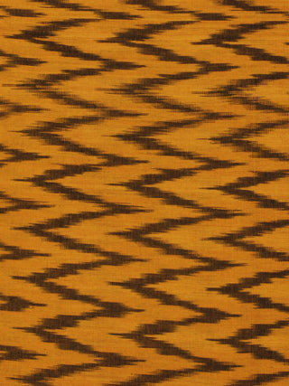 Mustard Black Pochampally Hand Weaved Ikat Fabric Per Meter - F002F860