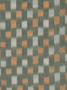 Green Orange White Hand Weaved Ikat Mercerised Cotton Fabric Per Meter - F002F1750