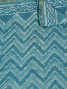 Sky Blue Hand Block Printed Chanderi Silk Fabric Per Meter - F0916195