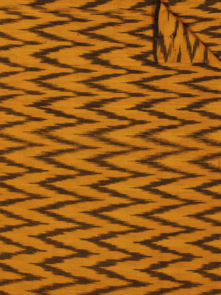Mustard Black Pochampally Hand Weaved Ikat Fabric Per Meter - F002F860