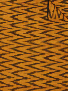 Mustard Black Pochampally Hand Weaved Ikat Fabric Per Meter - F002F860