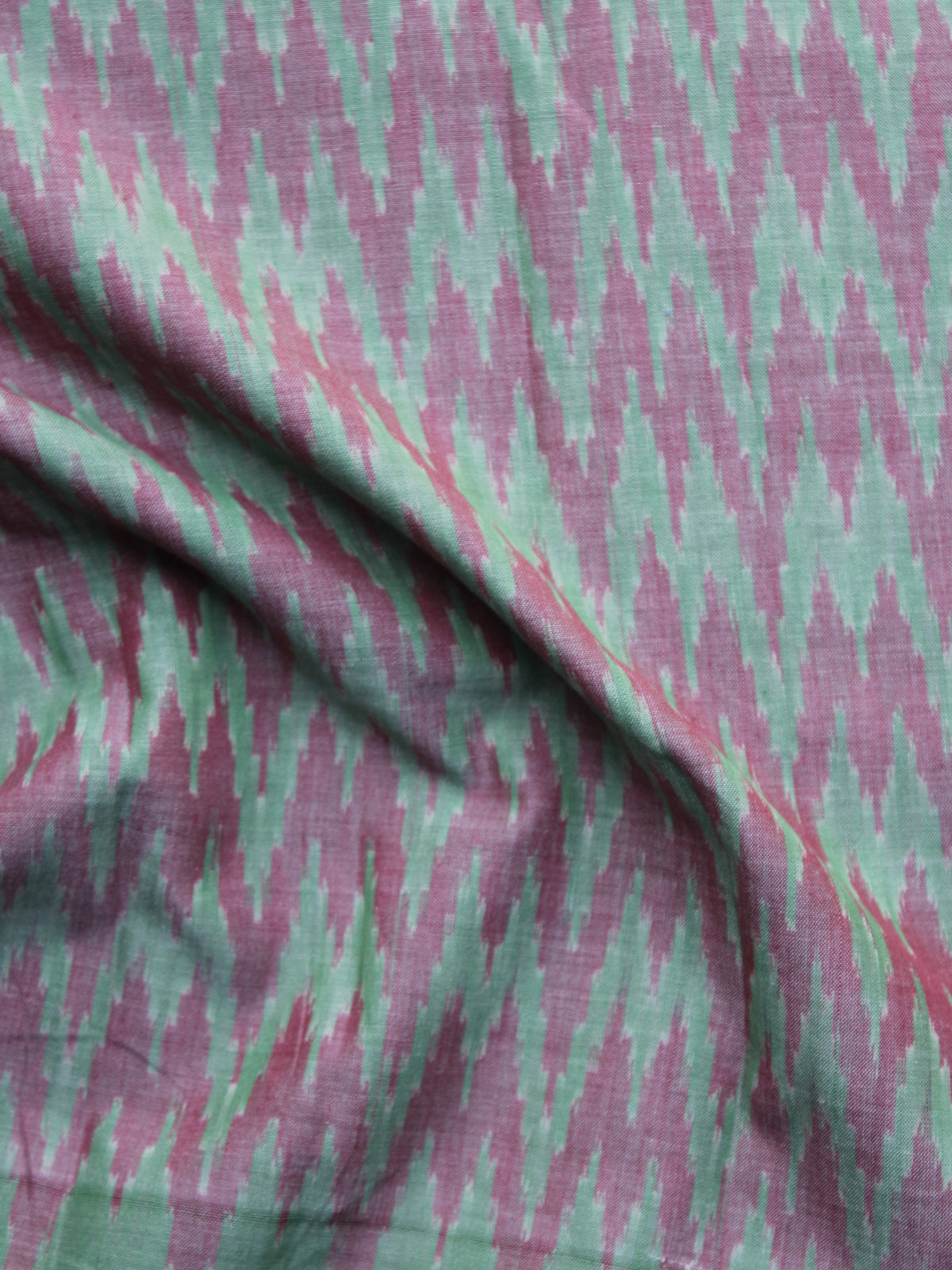 Green Rust Pochampally Hand Weaved Ikat Mercerised Cotton Fabric Per Meter - F002F1033