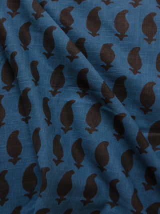Indigo Black Hand Block Printed Cotton Fabric Per Meter - F001F1892