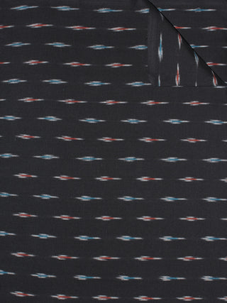 Black Blue Maroon Ivory Pochampally Hand Weaved Ikat Fabric Per Meter - F0916728