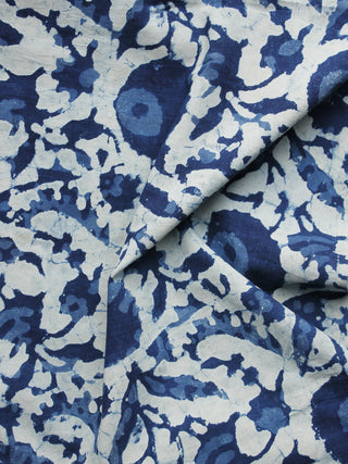 Indigo Ivory Hand Block Printed Cotton Fabric Per Meter - F001F1106