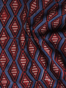 Maroon Indigo Ivory Ajrakh Hand Block Printed Cotton Blouse Fabric - BPA016