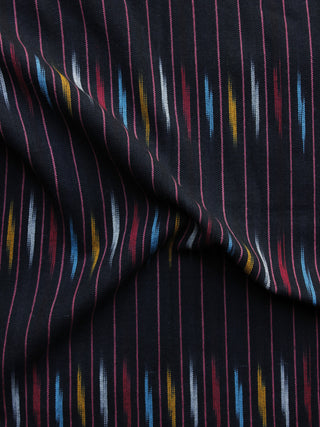 Black Red  Blue Grey Pochampally Hand Weaved Ikat Fabric Per Meter - F003F1228