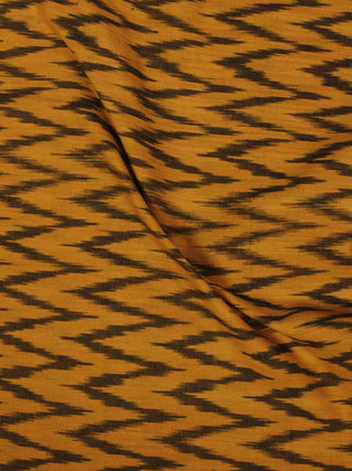 Mustard Black Pochampally Hand Weaved Ikat Fabric Per Meter - F002F860