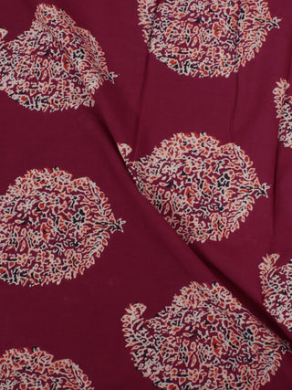 Maroon Ivory Ajrakh Block Printed Cotton Fabric Per Meter - F0916688