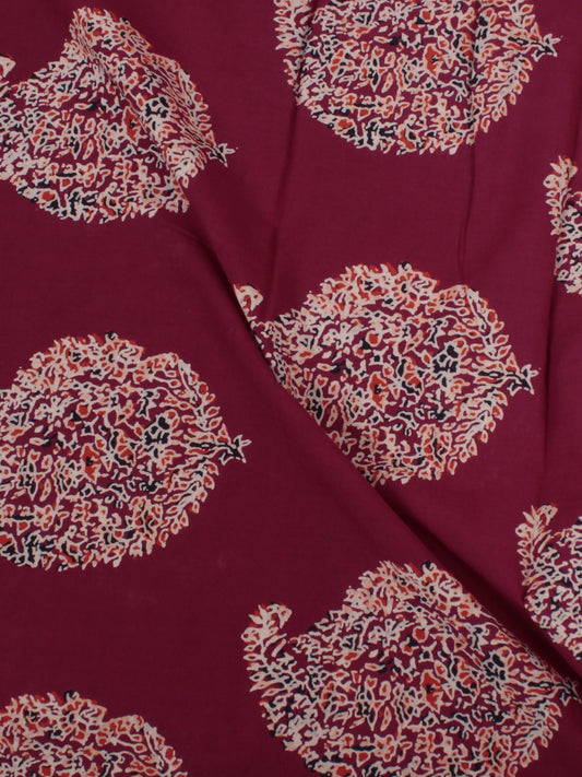 Maroon Ivory Ajrakh Block Printed Cotton Fabric Per Meter - F0916688
