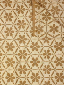 Beige Mustard Natural Dyed Hand Block Printed Cotton Fabric Per Meter - F0916264