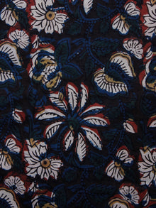 Black Indigo Green Ivory Hand Block Printed Cotton Fabric Per Meter - F001F1347