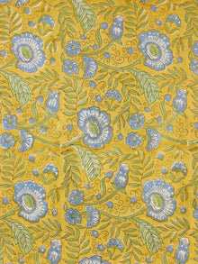 Yellow Blue Hand Block Printed Cotton Fabric Per Meter - F001F2310