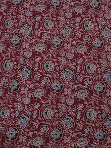Maroon Ivory Grey Black Ajrakh Block Printed Cotton Fabric Per Meter - F0916689