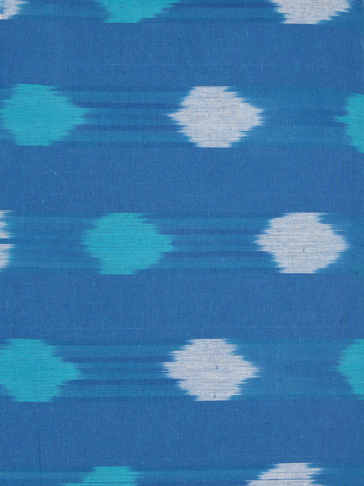 Sky Blue Ivory Hand Woven Ikat Handloom Cotton Fabric Per Meter - F002F2436