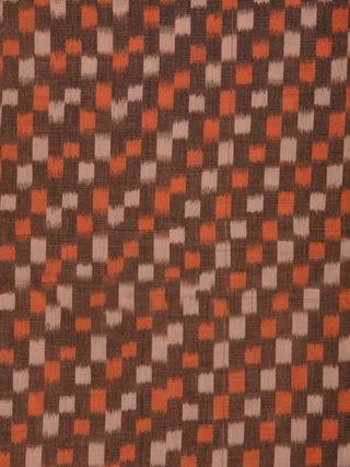 Brown Rust Ivory Pochampally Hand Weaved Ikat Mercerised Cotton Fabric Per Meter - F002F1751