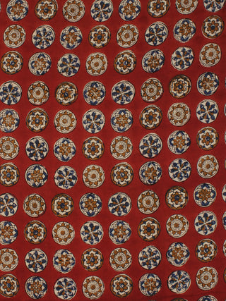 Rustic Brown Indigo Hand Block Printed Modal Cotton Fabric Per Meter - F001F2142