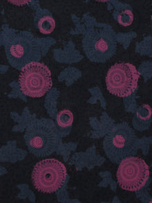 Dark Indigo Pink Grey Blue Hand Block Printed Cotton Fabric Per Meter - F001F784