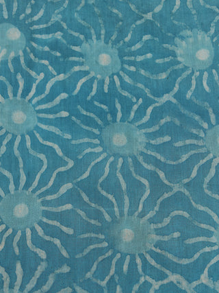 Sky Blue Hand Block Printed Chanderi Silk Fabric Per Meter - F0916194