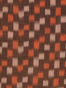 Brown Rust Ivory Pochampally Hand Weaved Ikat Mercerised Cotton Fabric Per Meter - F002F1751