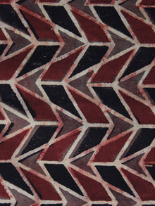 Red Black Brown Ajrakh Printed Cotton Fabric Per Meter - F003F1173