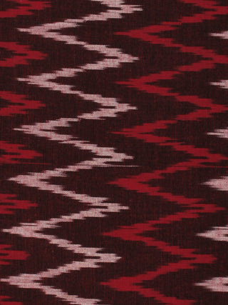 Maroon Red Ivory Pochampally Hand Weaved Ikat Fabric Per Meter - F002F861