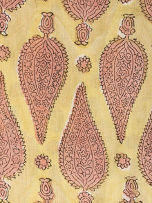 Yellow Coral Hand Block Printed Cotton Fabric Per Meter - F001F2175