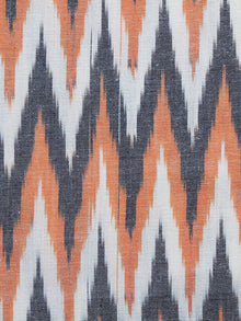 Orange Grey White Pochampally Hand Weaved Ikat Fabric Per Meter - F003F1227