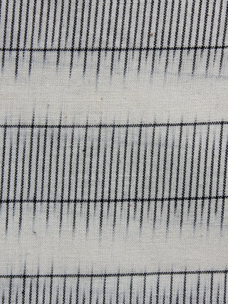 Ivory Black Pochampally Hand Woven Ikat Fabric Per Meter - F002F950