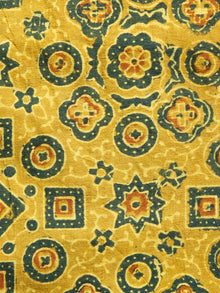 Mustard Ivory Green Ajrakh Printed Cotton Fabric Per Meter - F003F1521