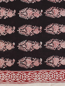 Black White Red Bagh Printed Cotton Fabric Per Meter - F005F2069
