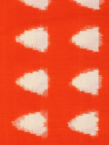 Reddish Orange Hand Woven Double Ikat Handloom Cotton Fabric Per Meter - F002F2282