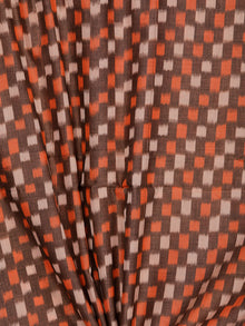 Brown Rust Ivory Pochampally Hand Weaved Ikat Mercerised Cotton Fabric Per Meter - F002F1751