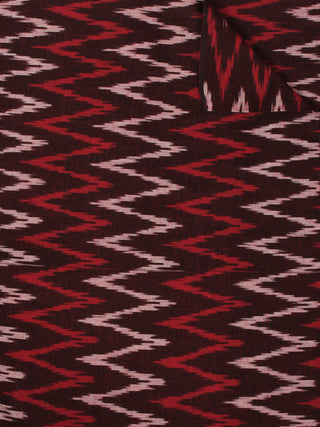 Maroon Red Ivory Pochampally Hand Weaved Ikat Fabric Per Meter - F002F861