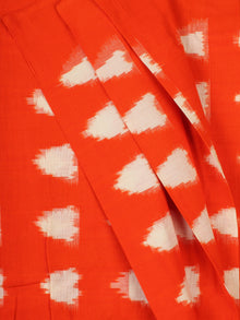 Reddish Orange Hand Woven Double Ikat Handloom Cotton Fabric Per Meter - F002F2282