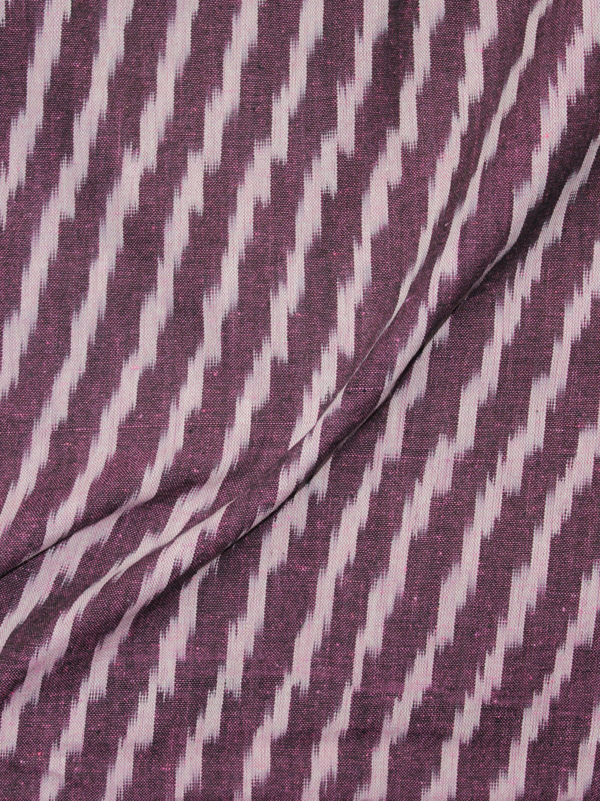 Purple Ivory Pochampally Hand Woven Ikat Fabric Per Meter - F002F916