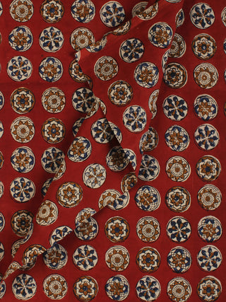 Rustic Brown Indigo Hand Block Printed Modal Cotton Fabric Per Meter - F001F2142