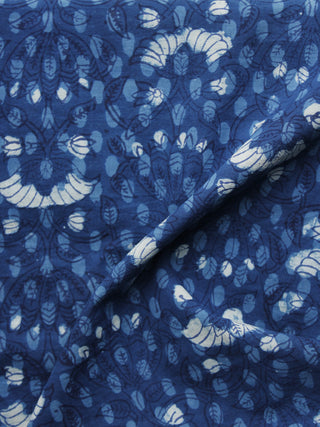 Indigo Ivory Black Hand Block Printed Cotton Fabric Per Meter - F001F1107
