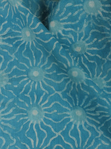 Sky Blue Hand Block Printed Chanderi Silk Fabric Per Meter - F0916194