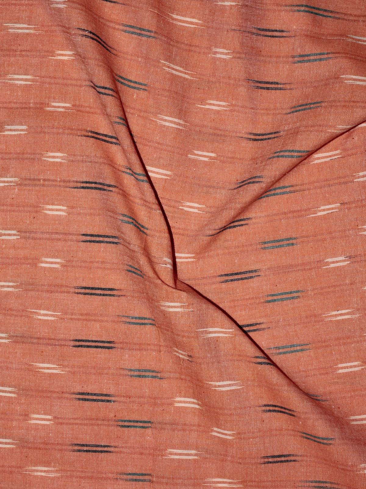 Peach Ivory Green Black Pochampally Hand Weaved Ikat Fabric Per Meter - F0916729