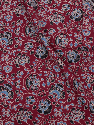 Maroon Ivory Grey Black Ajrakh Block Printed Cotton Fabric Per Meter - F0916689