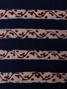 Indigo Maroon Black Hand Block Printed Cotton Cambric Fabric Per Meter - F0916188