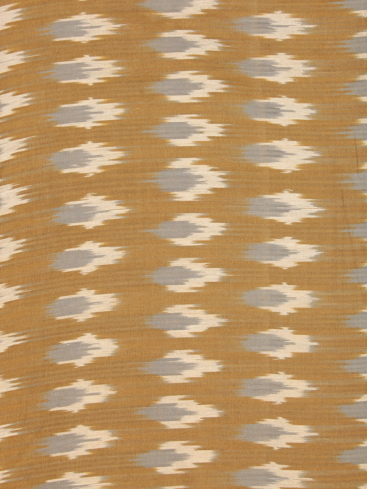 Mud Brown Ivory Grey Hand Woven Ikat Handloom Cotton Fabric Per Meter - F002F2435