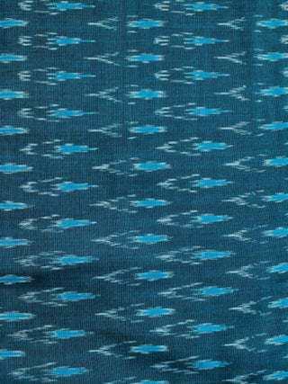 Teal Blue Ivory Pochampally Hand Weaved Ikat Mercerised Cotton Fabric Per Meter - F002F1964