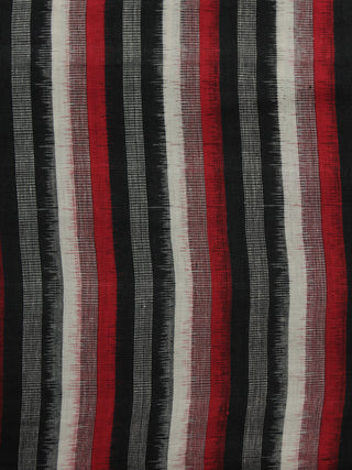 Black Ivory Red Pochampally Hand Woven Double Ikat Fabric Per Meter - F002F917