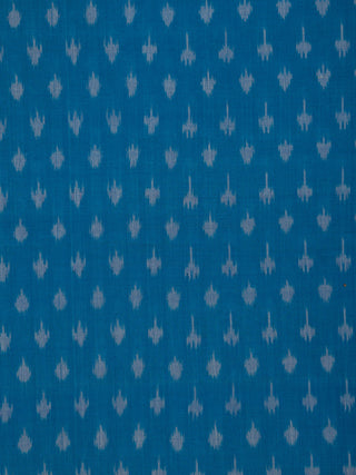 Turquoise Grey Hand Weaved Ikat Mercerised Cotton Fabric Per Meter - F002F1752