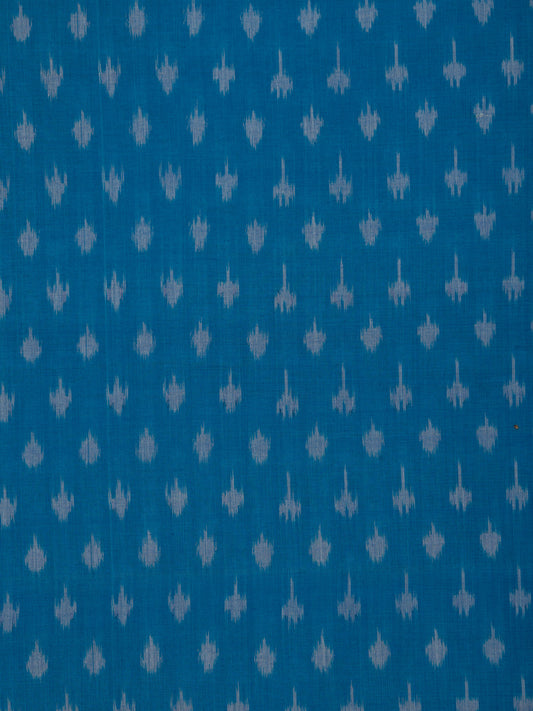 Turquoise Grey Hand Weaved Ikat Mercerised Cotton Fabric Per Meter - F002F1752